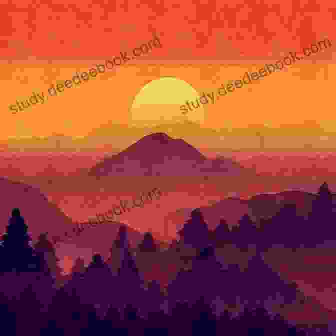 A Beautiful Painting Of A Sunset Over A Mountain Range. CROCHET FOR BEGINNERS : Let S Get Hooked By This Gorgeous Art And Start To Realize Your Original Creations Now By Learning The Fundamental Stitches From In No Time (Adeline S Crafts Creations)