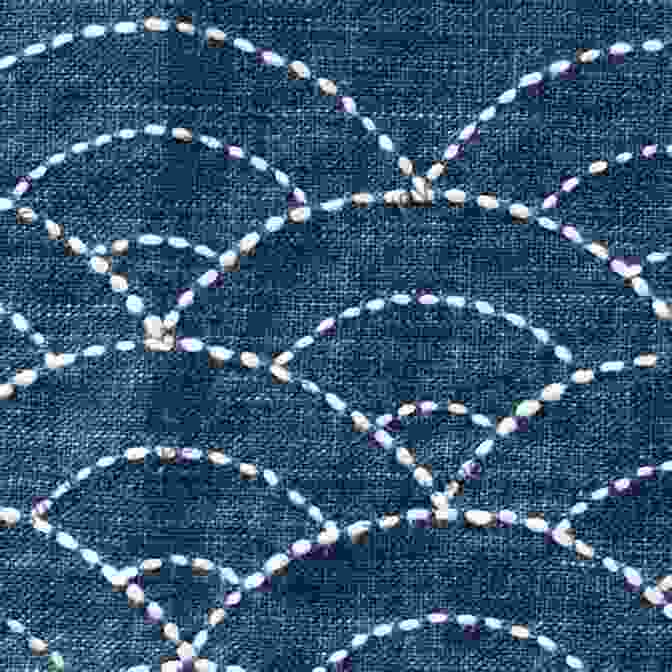 A Close Up Of A Piece Of Fabric With Sashiko Embroidery Featuring A Geometric Pattern, Inspired By Traditional Japanese Stitch Patterns Knitted Socks East And West: 30 Designs Inspired By Japanese Stitch Patterns