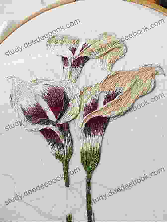 A Delicate Calla Lily Embroidery With Ethereal White Petals And A Graceful Stem Flowers In Threads: Calla Lily Pattern