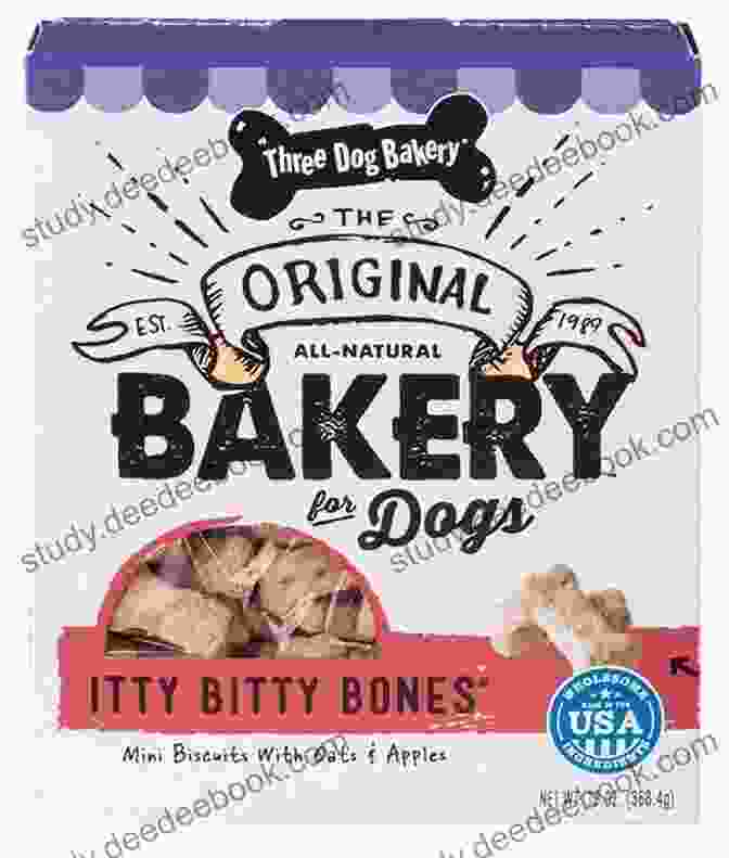 A Variety Of Three Dog Bakery Bone Shaped Chews In Different Flavors And Shapes, Displayed In A Wooden Crate Short Tails And Treats From Three Dog Bakery