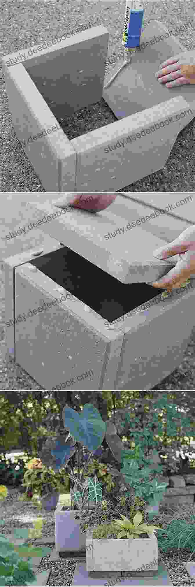 DIY Concrete Planter With A Geometric Design And Drainage Hole Creative DIY Furniture Projects: Easy Furniture Making Ideas